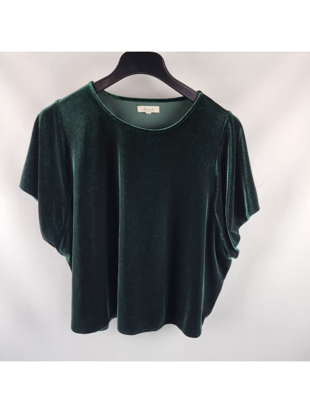 Madewell Top Womens XXL Green Velvet Velour Butterfly Shirt K4376